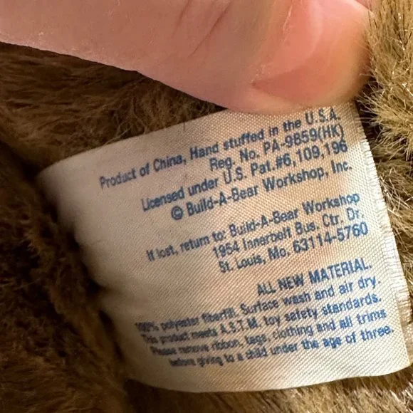 Build A Bear Retired Bearemy Plush Stuffed Animal Faux Leather Paw 15" - Picture 6 of 9